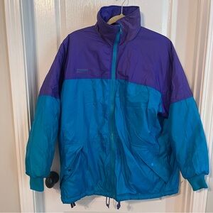 Vintage 90s Columbia Reversible Purple Teal Ski Snow Winter Jacket Coat XL